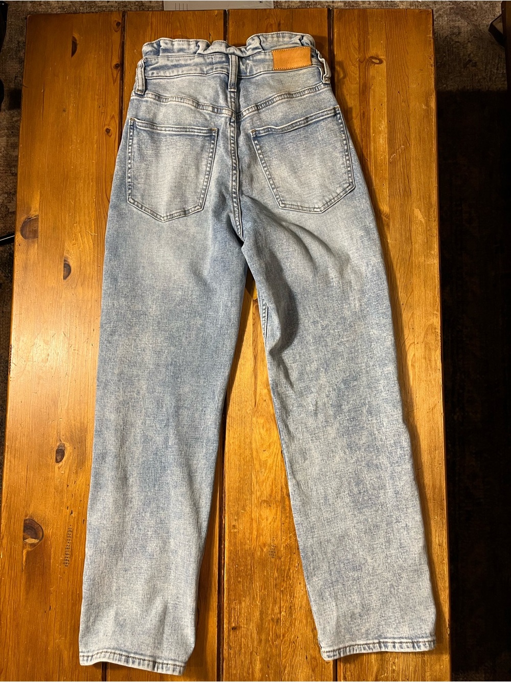 Dear John Light Blue Straight-Leg  paper bag waist. - Picture 4 of 4